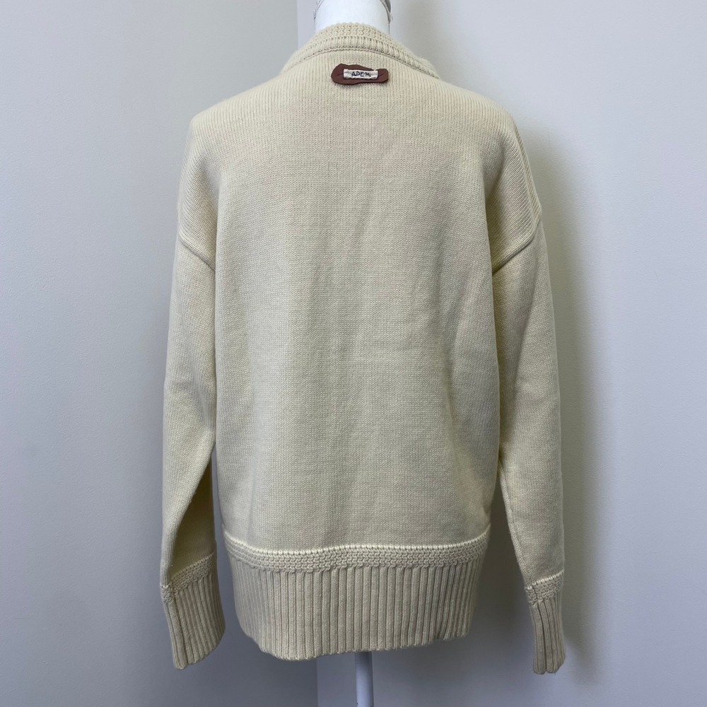 ADER Error Ivory Wool Knit Bluessom Flower Sweater Size A2 FW2020 - Picture 5 of 16